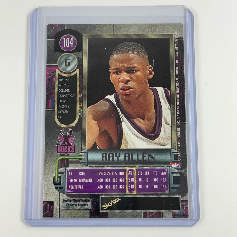 Ray Allen 1997-98 SkyBox Metal Universe Milwaukee Bucks Basketball Card 104